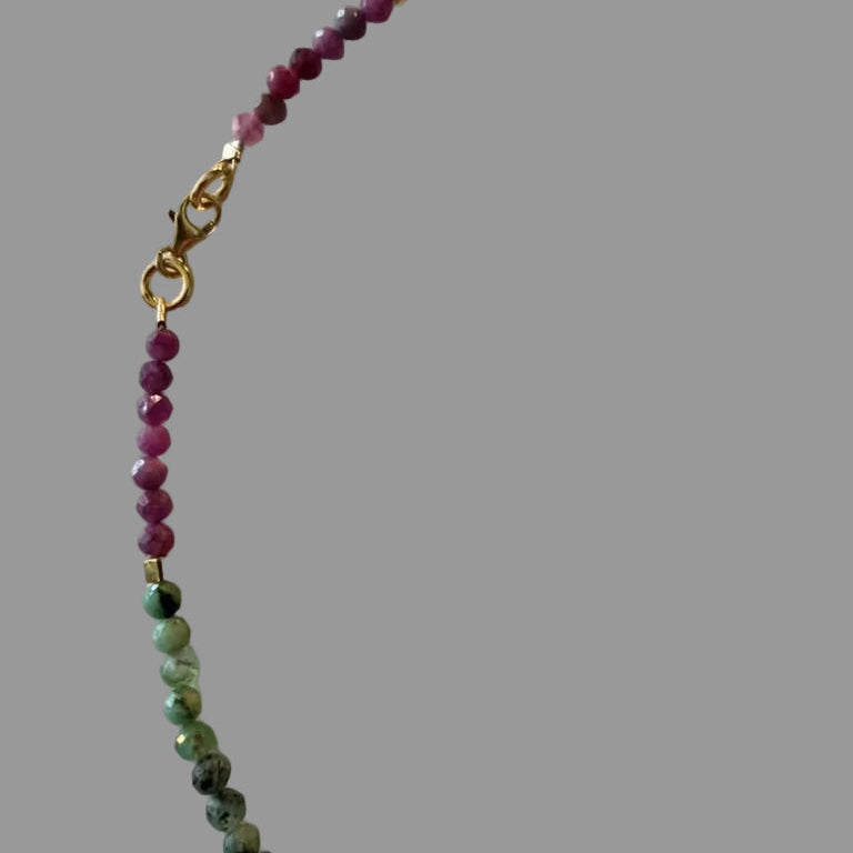 Sacred Flame — Ruby, Ruby Fuchsite & Herkimer Diamond Necklace, 18ct Gold Vermeil- My Archetype