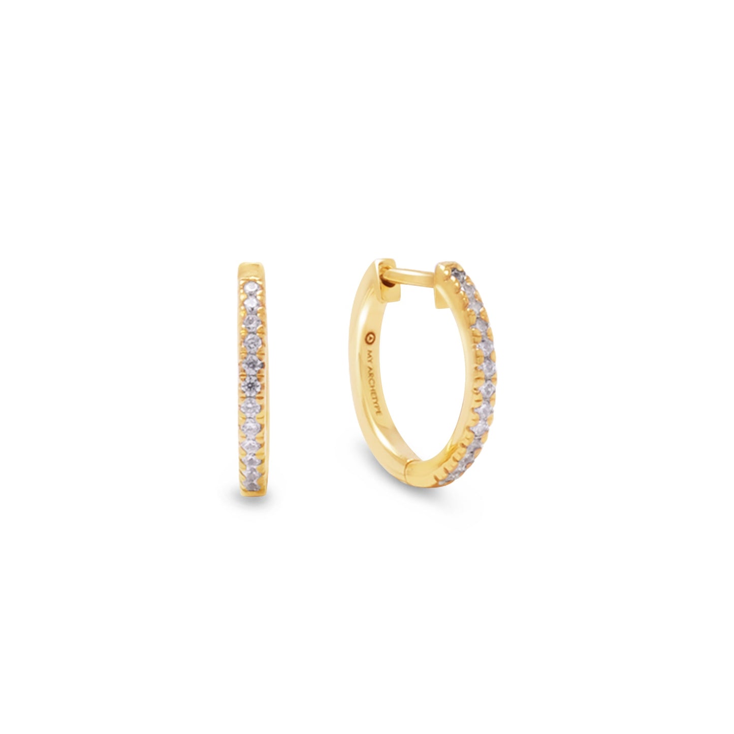 My Archetype White Zircon Mini Pave Huggies 18kt Yellow Gold/Sterling Silver Stud Earrings