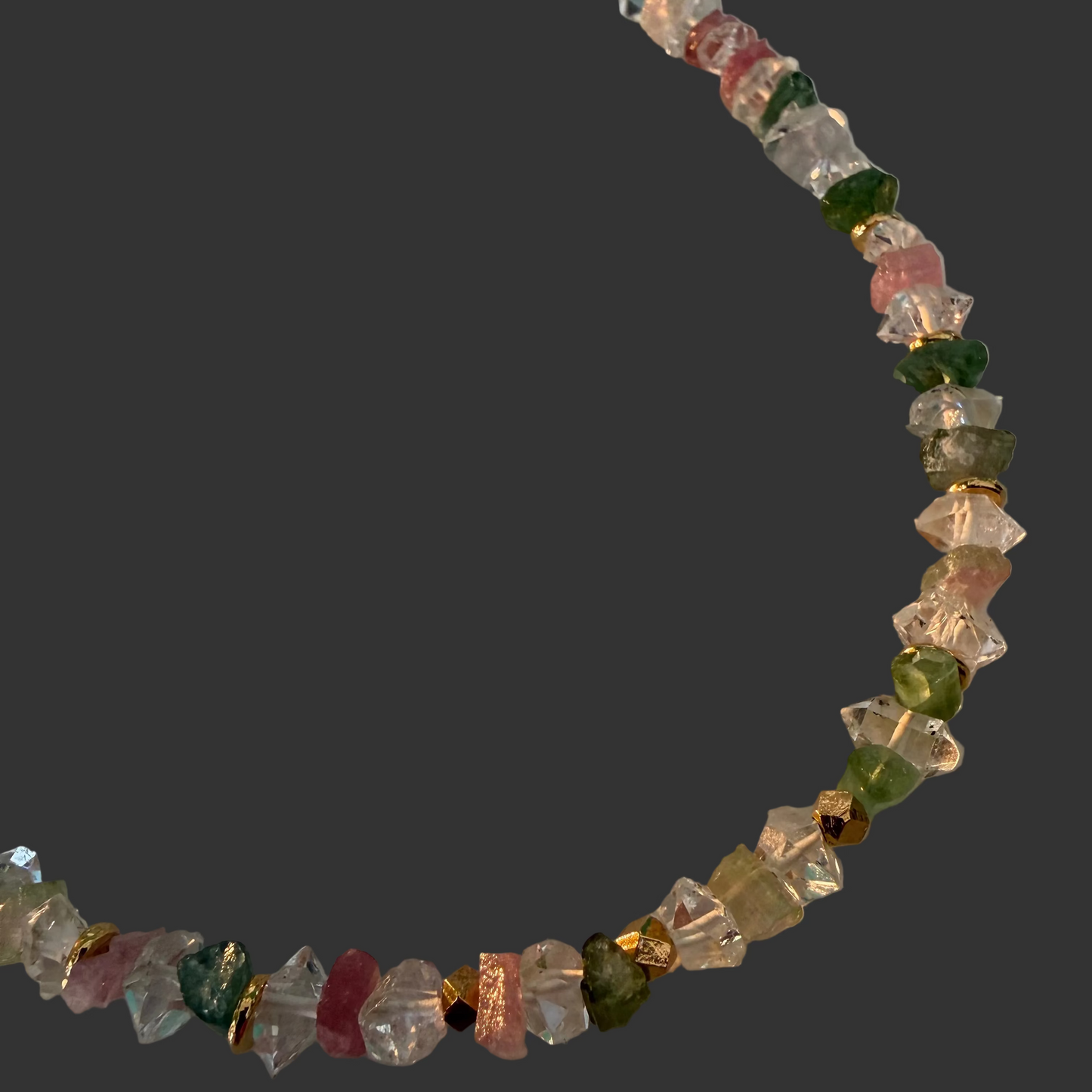Prism of Light 55 — Herkimer Diamond & Tourmaline Necklace, 18ct Gold Vermeil by My Archetype