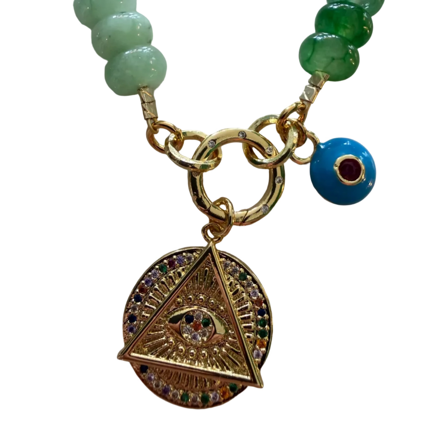 Candy Jade Necklace with Eye Charm Talismans