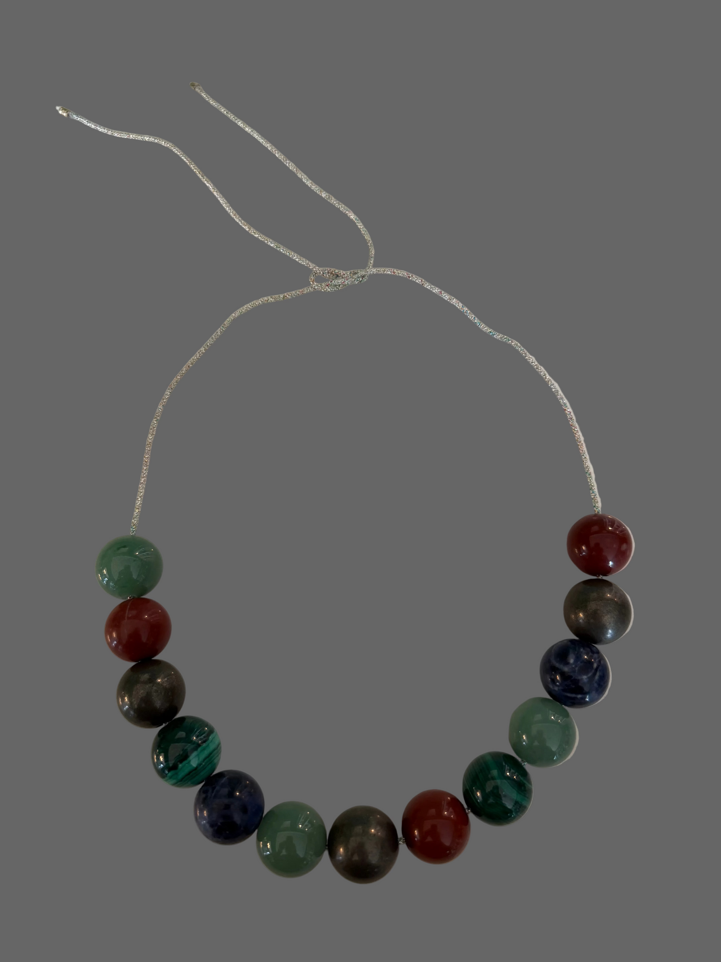 Elemental Alchemy— Mixed Gemstone Metallic Cord Necklace, Sterling Silver