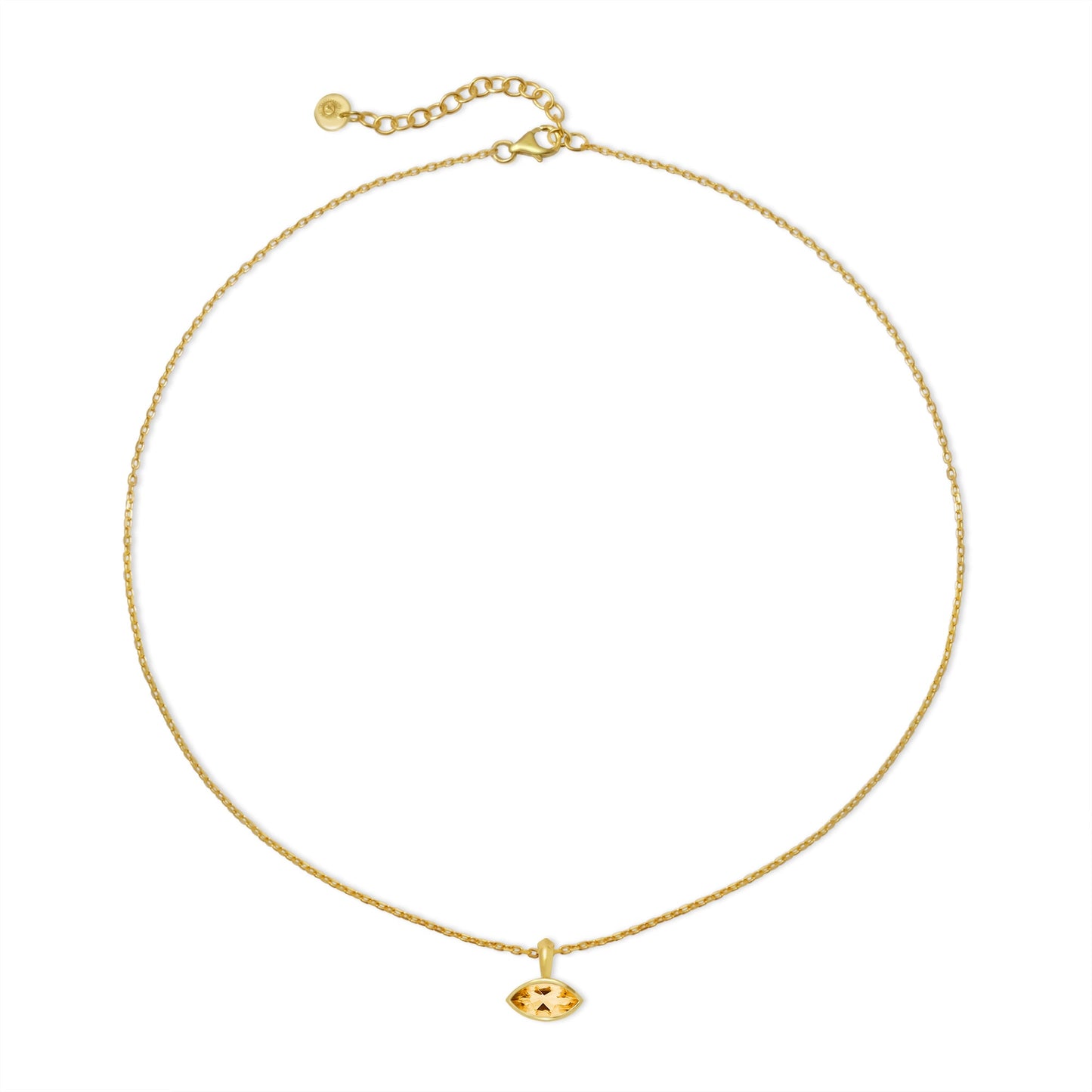 Eye Citrine & Yellow Gold on Sterling Silver Necklace