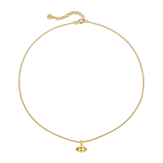 Eye Citrine & Yellow Gold on Sterling Silver Necklace