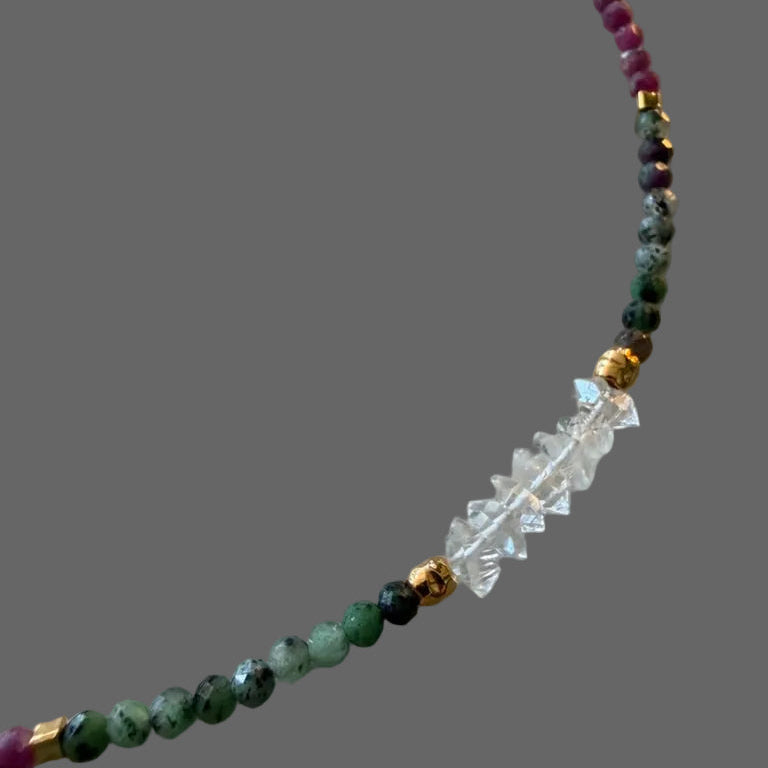 Sacred Flame — Ruby, Ruby Fuchsite & Herkimer Diamond Necklace, 18ct Gold Vermeil- My Archetype