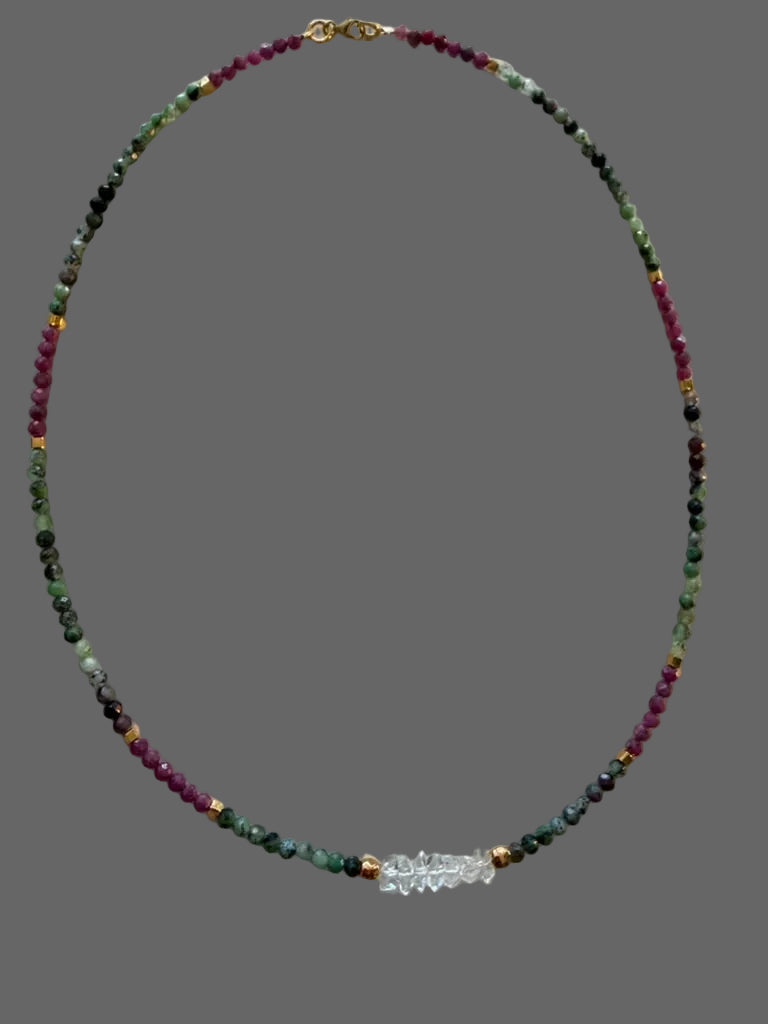 Sacred Flame — Ruby, Ruby Fuchsite & Herkimer Diamond Necklace, 18ct Gold Vermeil- My Archetype
