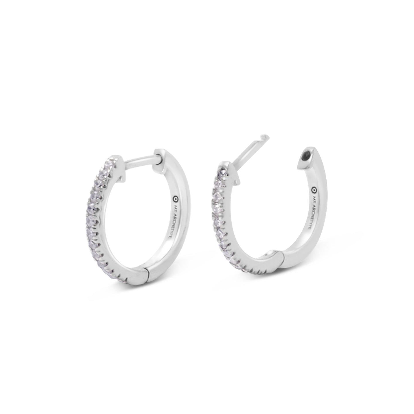 White Zircon Mini Pave Huggies Sterling Silver Stud Earrings