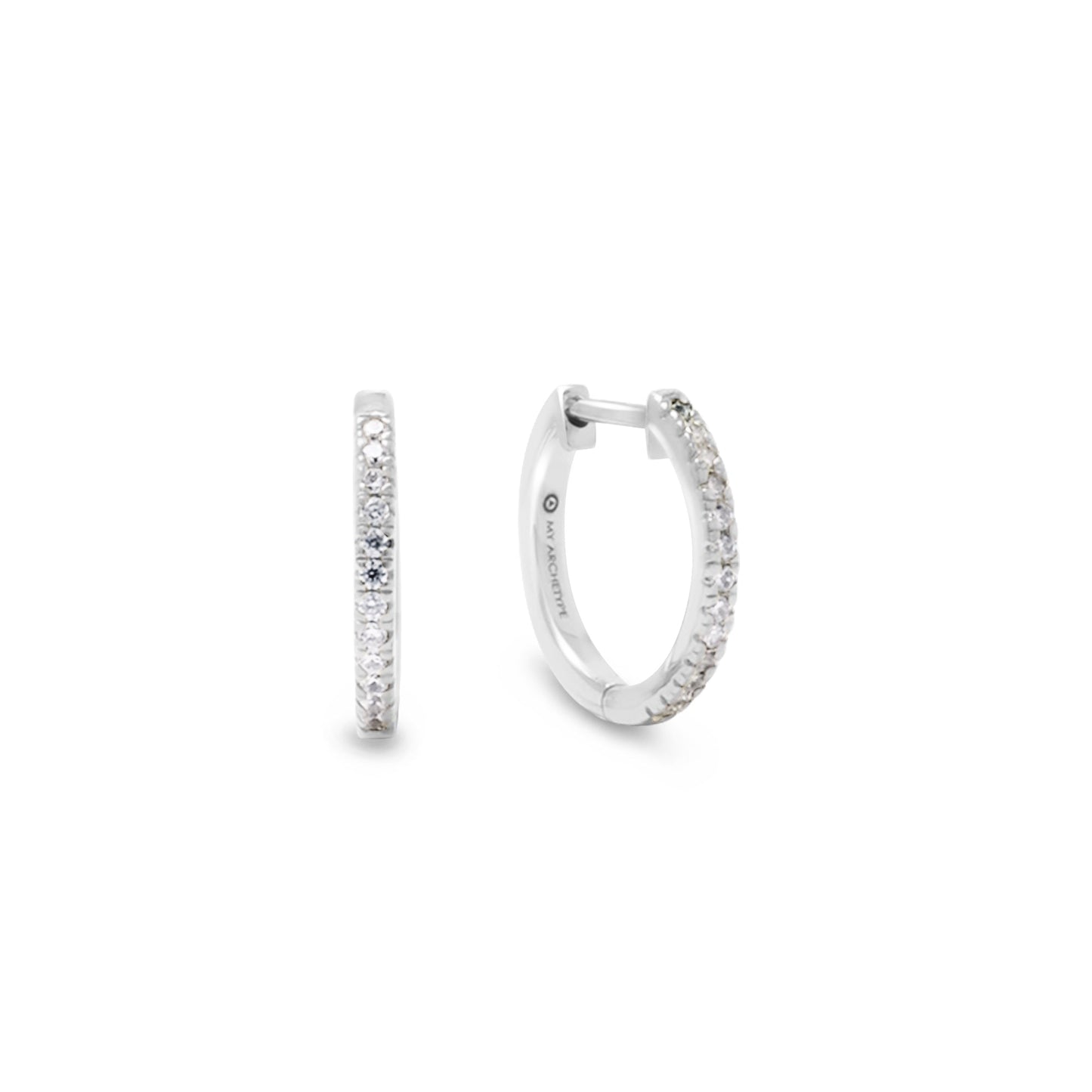 White Zircon Mini Pave Huggies Sterling Silver Stud Earrings