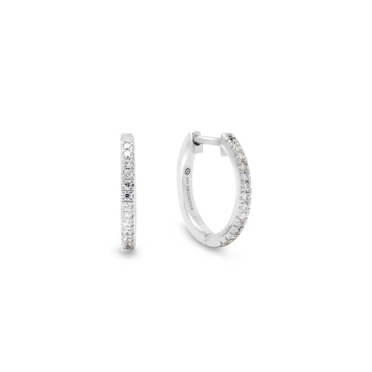 White Zircon Mini Pave Huggies Sterling Silver Stud Earrings