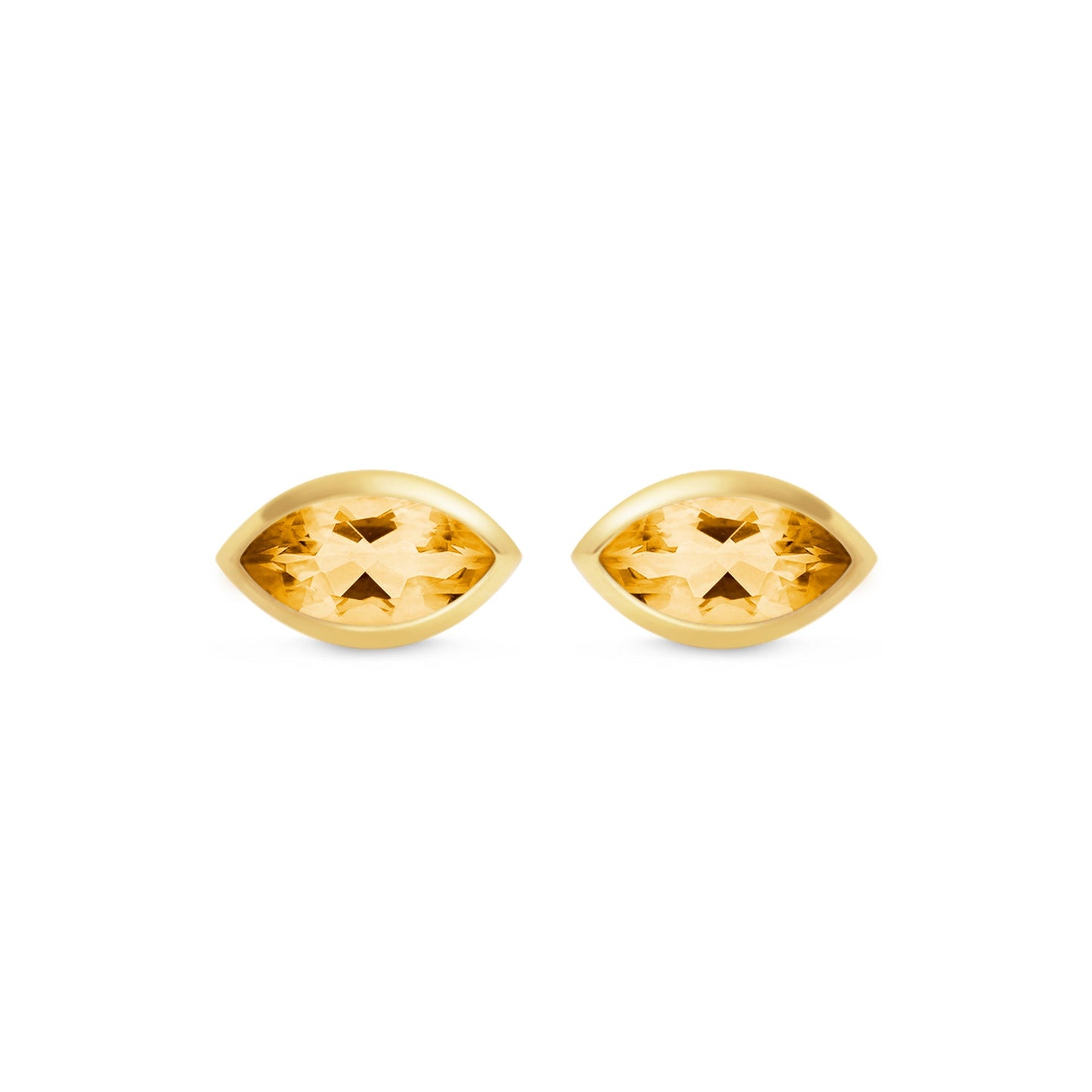 Eye Citrine & 18kt Yellow Gold/Sterling Silver Stud Earrings
