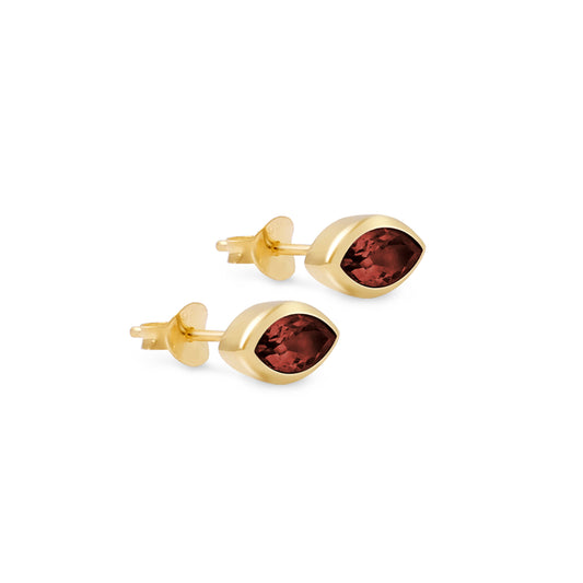 Eye Garnet 18kt Yellow Gold/Sterling Silver Stud Earrings