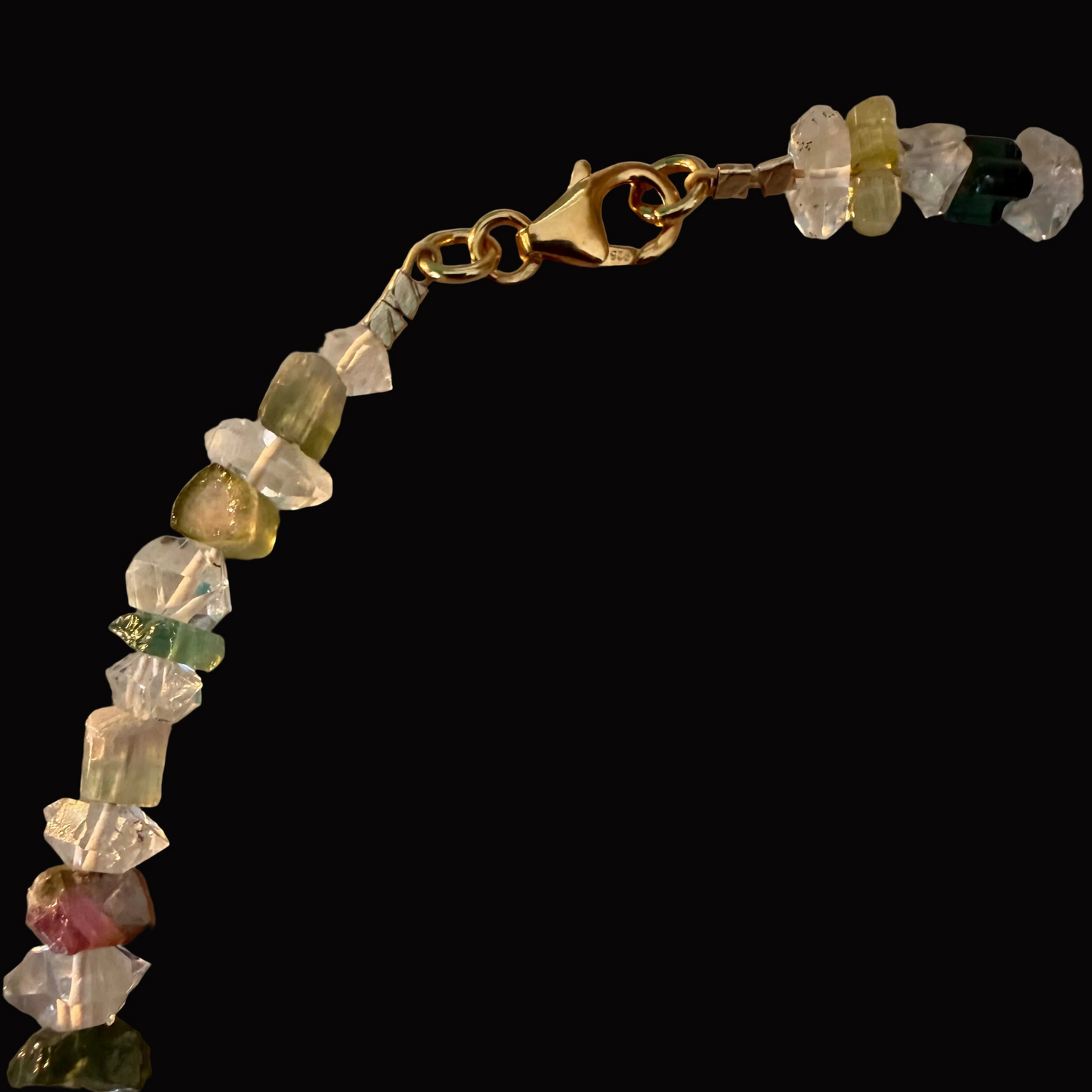 Prism of Light 55 — Herkimer Diamond & Tourmaline Necklace, 18ct Gold Vermeil by My Archetype