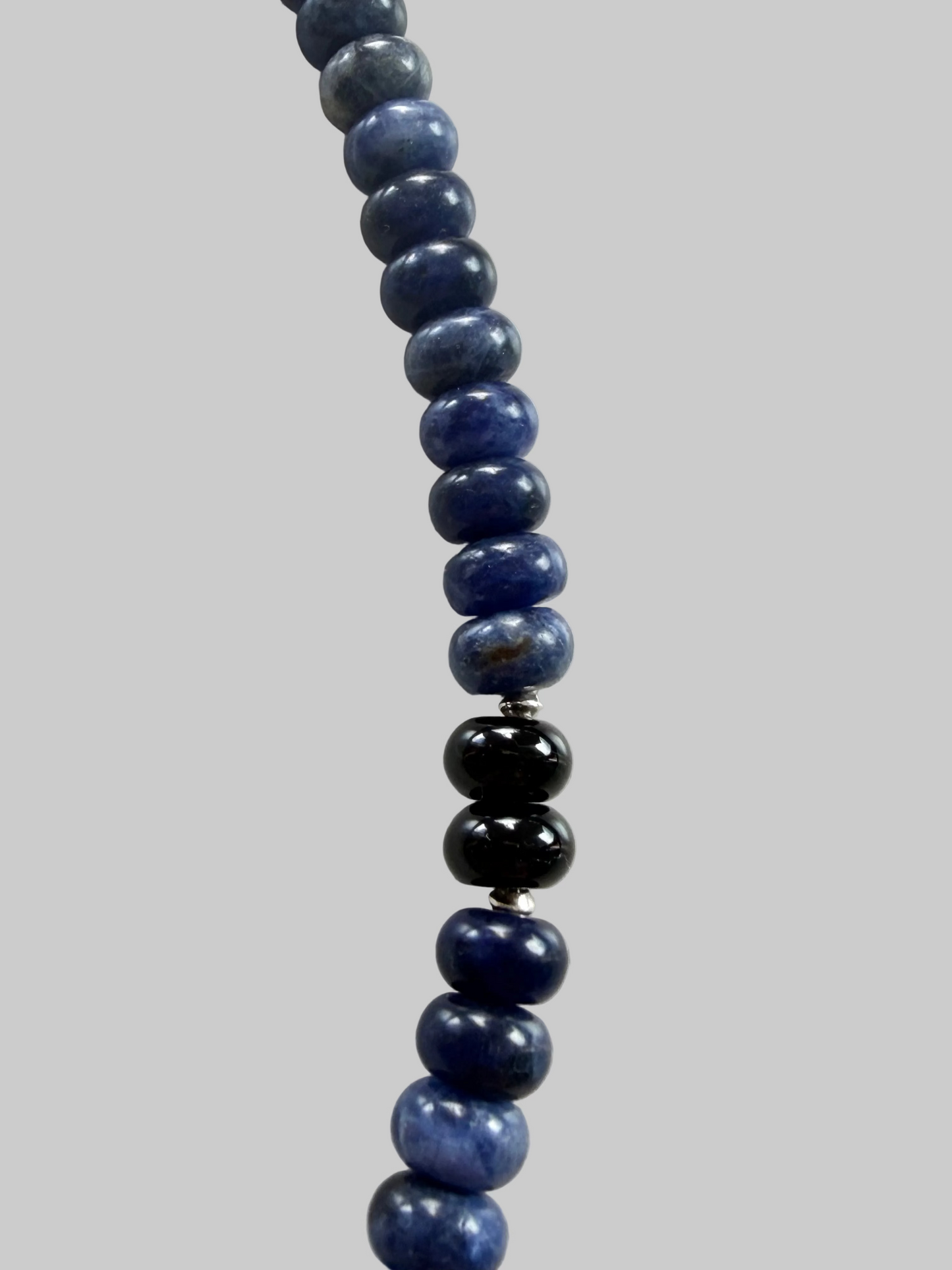 Moon Oracle — Sodalite; Black Onyx Necklace, Sterling Silver Necklace