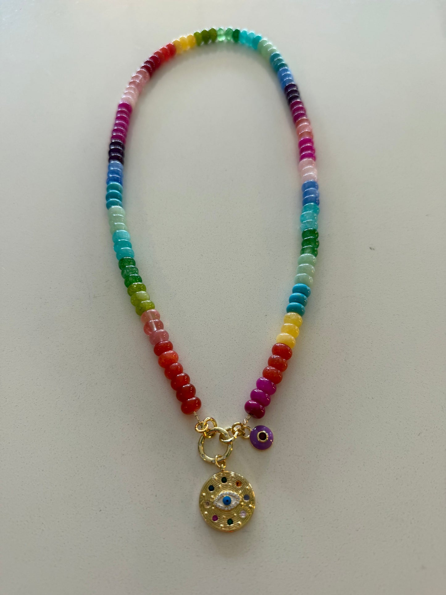 Candy Jade Necklace with Eye Charm Talismans