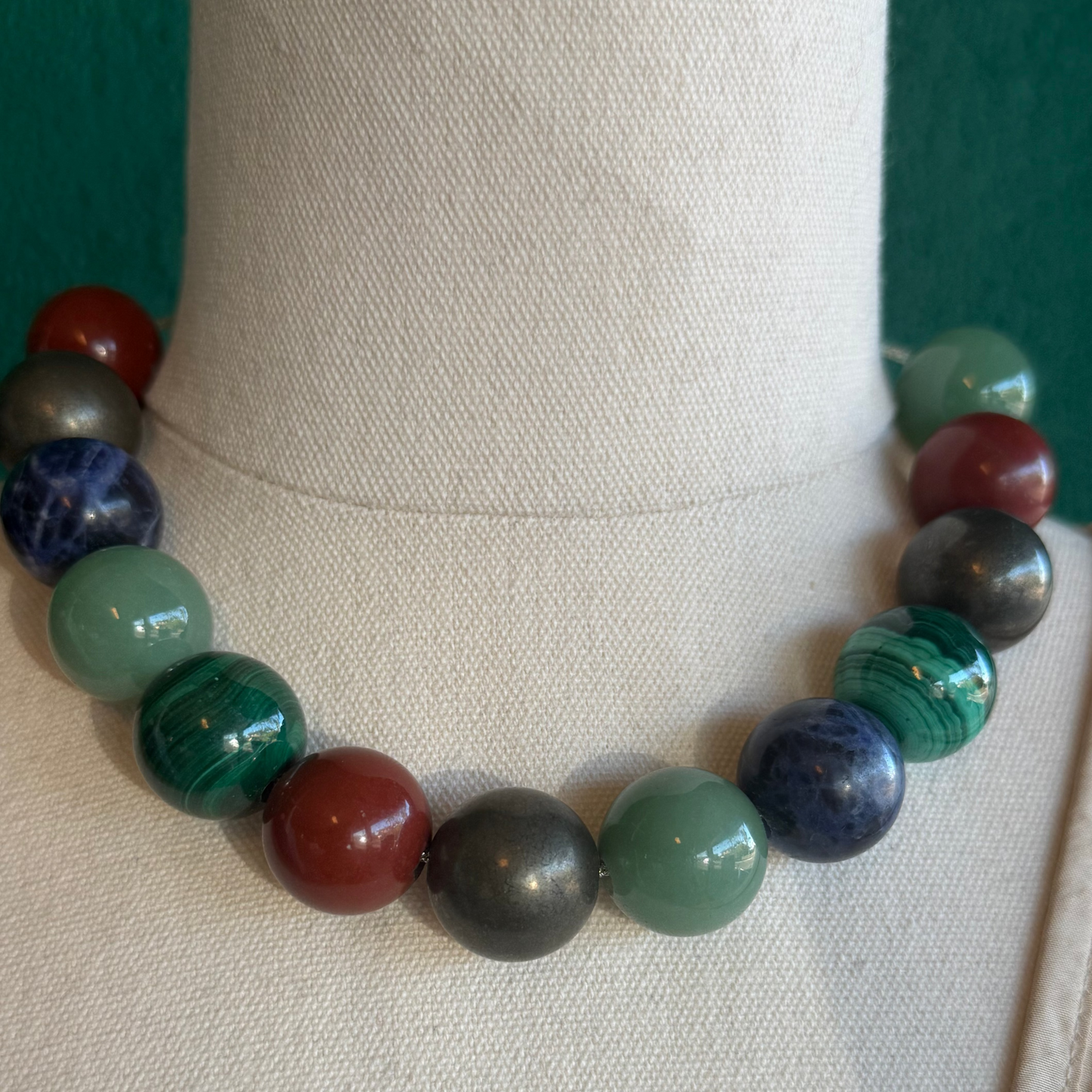 Elemental Alchemy— Mixed Gemstone Metallic Cord Necklace, Sterling Silver