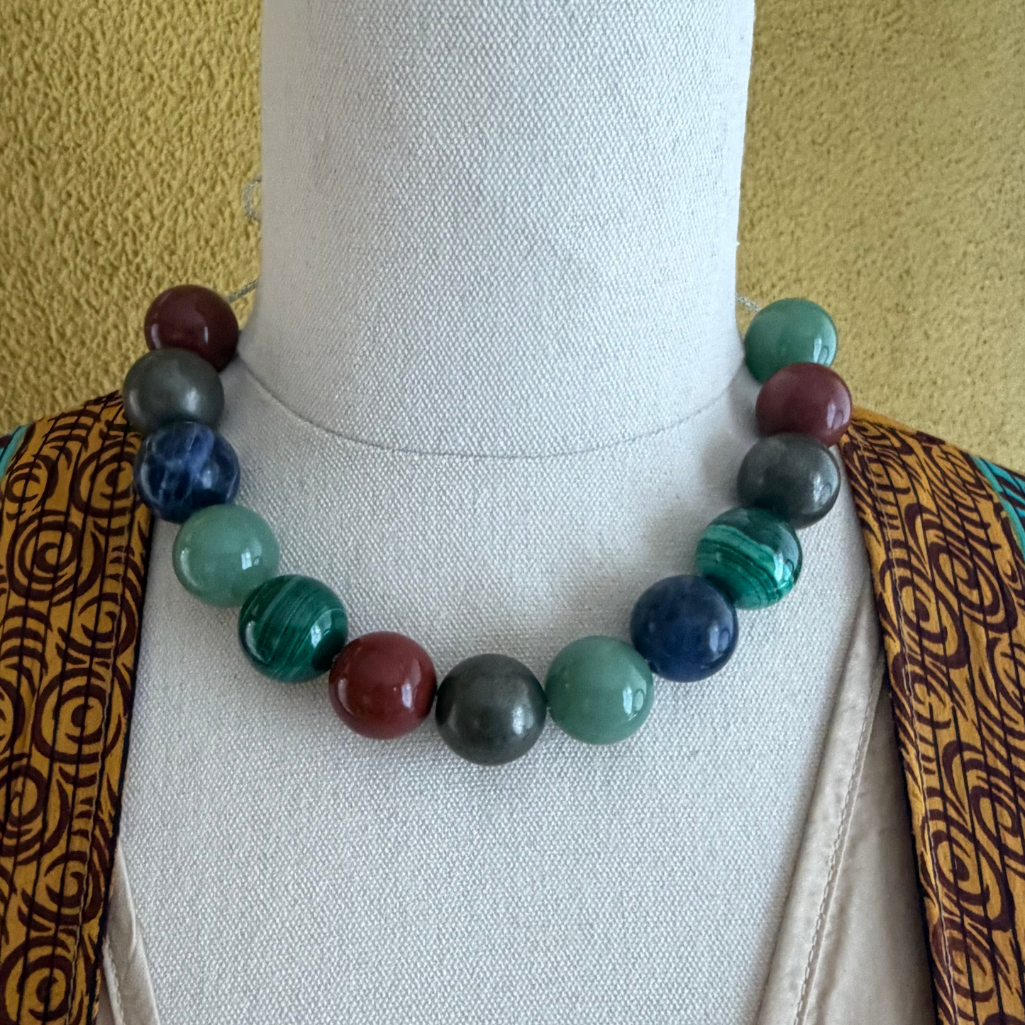 Elemental Alchemy— Mixed Gemstone Metallic Cord Necklace, Sterling Silver
