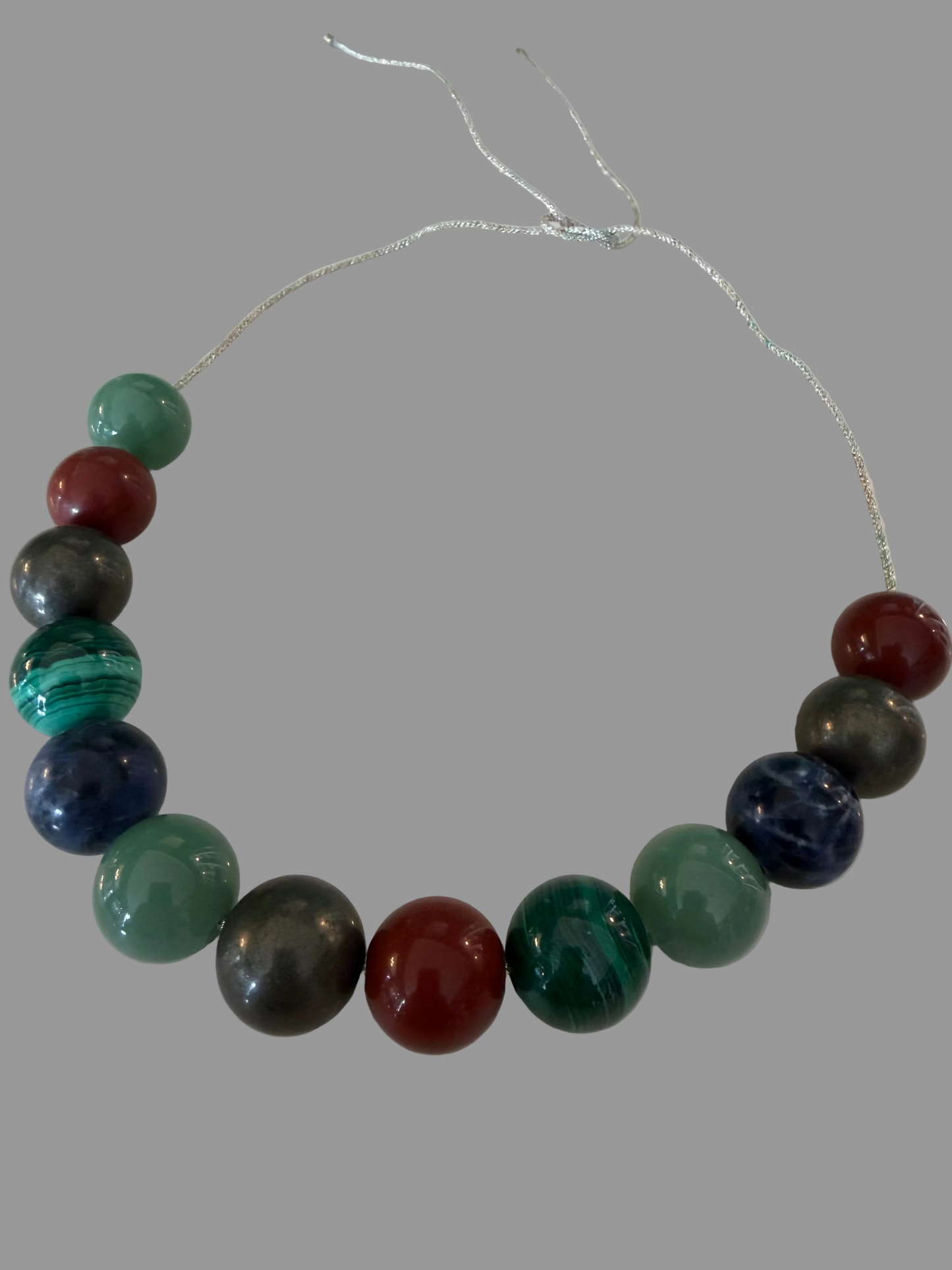 Elemental Alchemy— Mixed Gemstone Metallic Cord Necklace, Sterling Silver