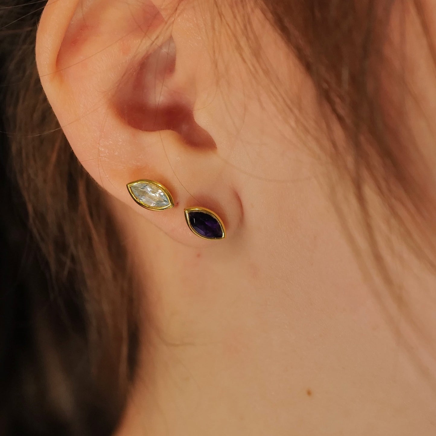 My Archetype Eye Blue Topaz & 18kt Yellow Gold/Sterling Silver Stud Earrings