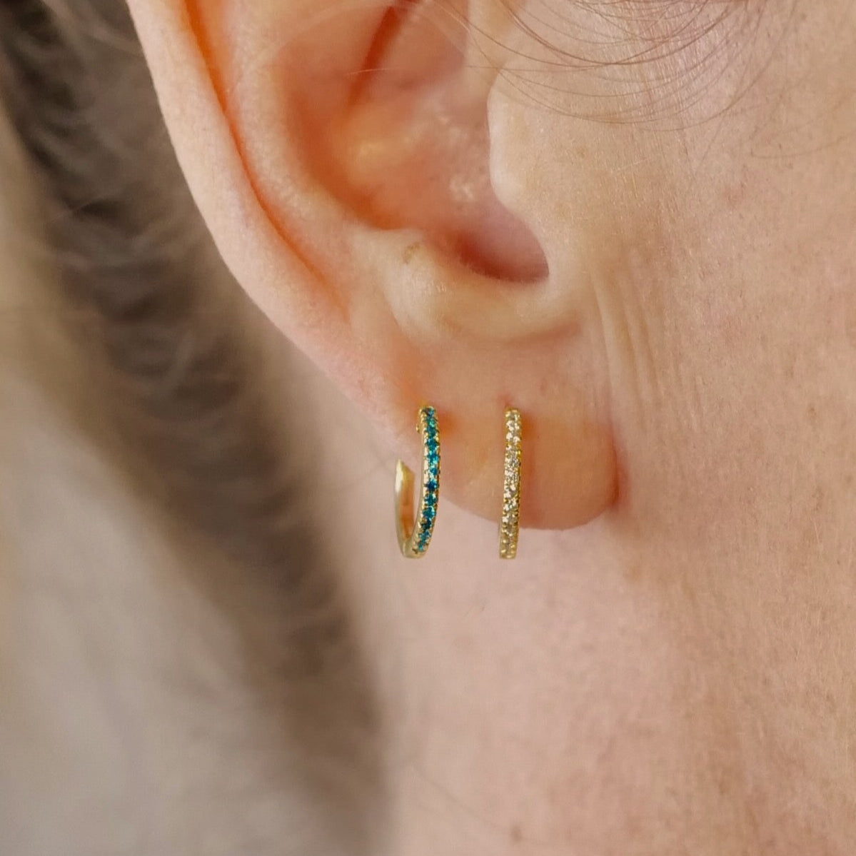 My Archetype White Zircon Mini Pave Huggies 18kt Yellow Gold/Sterling Silver Stud Earrings