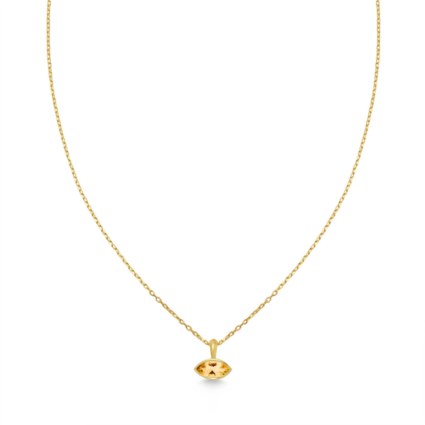 Eye Citrine & Yellow Gold on Sterling Silver Necklace