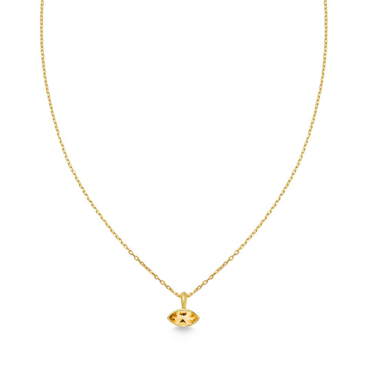 Eye Citrine & Yellow Gold on Sterling Silver Necklace