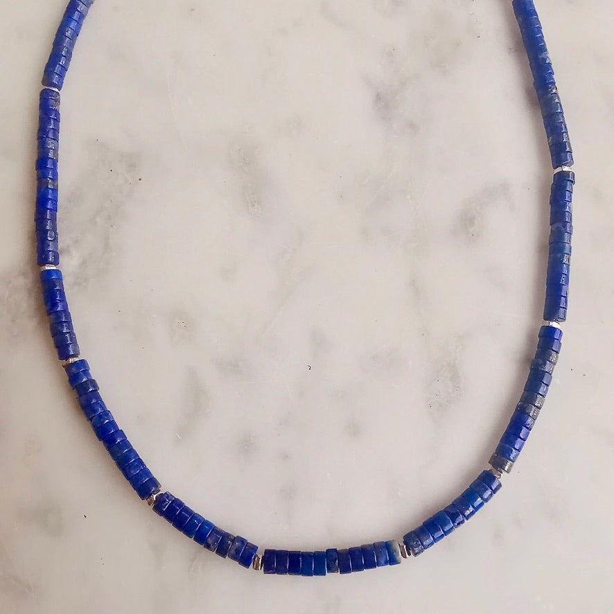 Lapis Lazuli and Sterling Silver Fine Choker Necklace