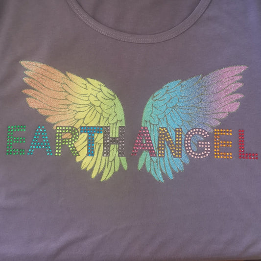 EARTH ANGEL RHINESTONE T-SHIRT in AMETHYST COLOUR- NEW RELEASE & LIMITED EDITION