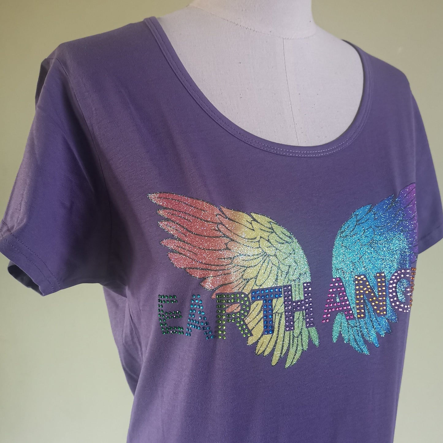 EARTH ANGEL RHINESTONE T-SHIRT in AMETHYST COLOUR- NEW RELEASE & LIMITED EDITION