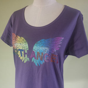 EARTH ANGEL RHINESTONE T-SHIRT in AMETHYST COLOUR- NEW RELEASE & LIMITED EDITION
