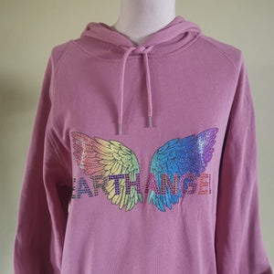 EARTH ANGEL RHINESTONE HOODIE In ROSE QUARTZ COLOUR (LGE only) - NEW RELEASE & LIMITED EDITION