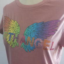 Load image into Gallery viewer, EARTH ANGEL T-SHIRT WITH ANGEL WINGS &amp; CRYSTAL RHINESTONES
