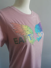 Load image into Gallery viewer, EARTH ANGEL T-SHIRT WITH ANGEL WINGS &amp; CRYSTAL RHINESTONES
