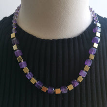 Load image into Gallery viewer, AMETHYST &amp; PYRITE BEAD NECKLACE
